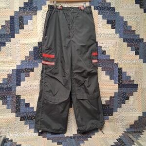 Vintage Caffeine Nylon Raver Cargo Pants Stash Pocket Sz Medium Baggy Reflective